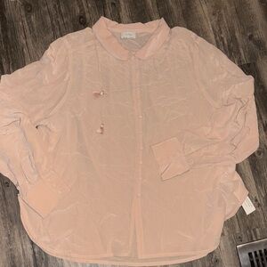 Wrap London 100 silk woman’s NWT tan blouse 
Size 18